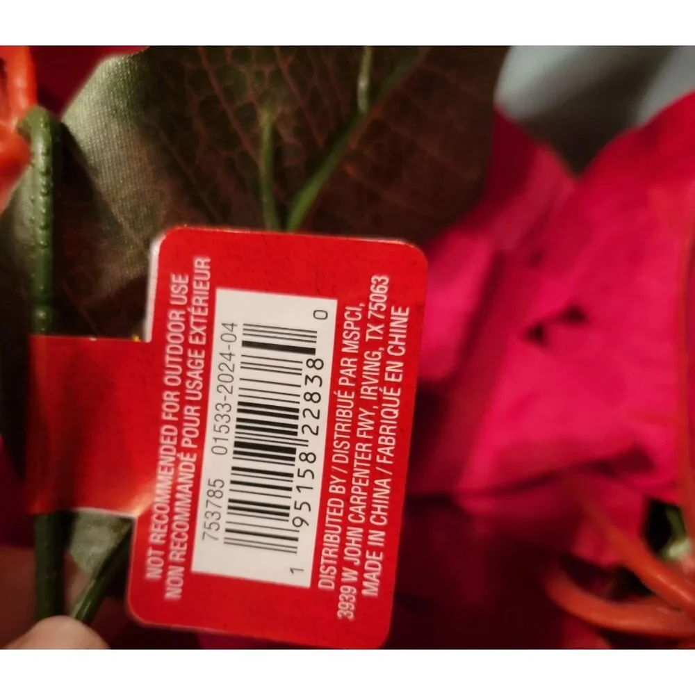 Ashland Deluxe Red Poinsettia Bush Artificial Christmas Décor Faux Flowers With